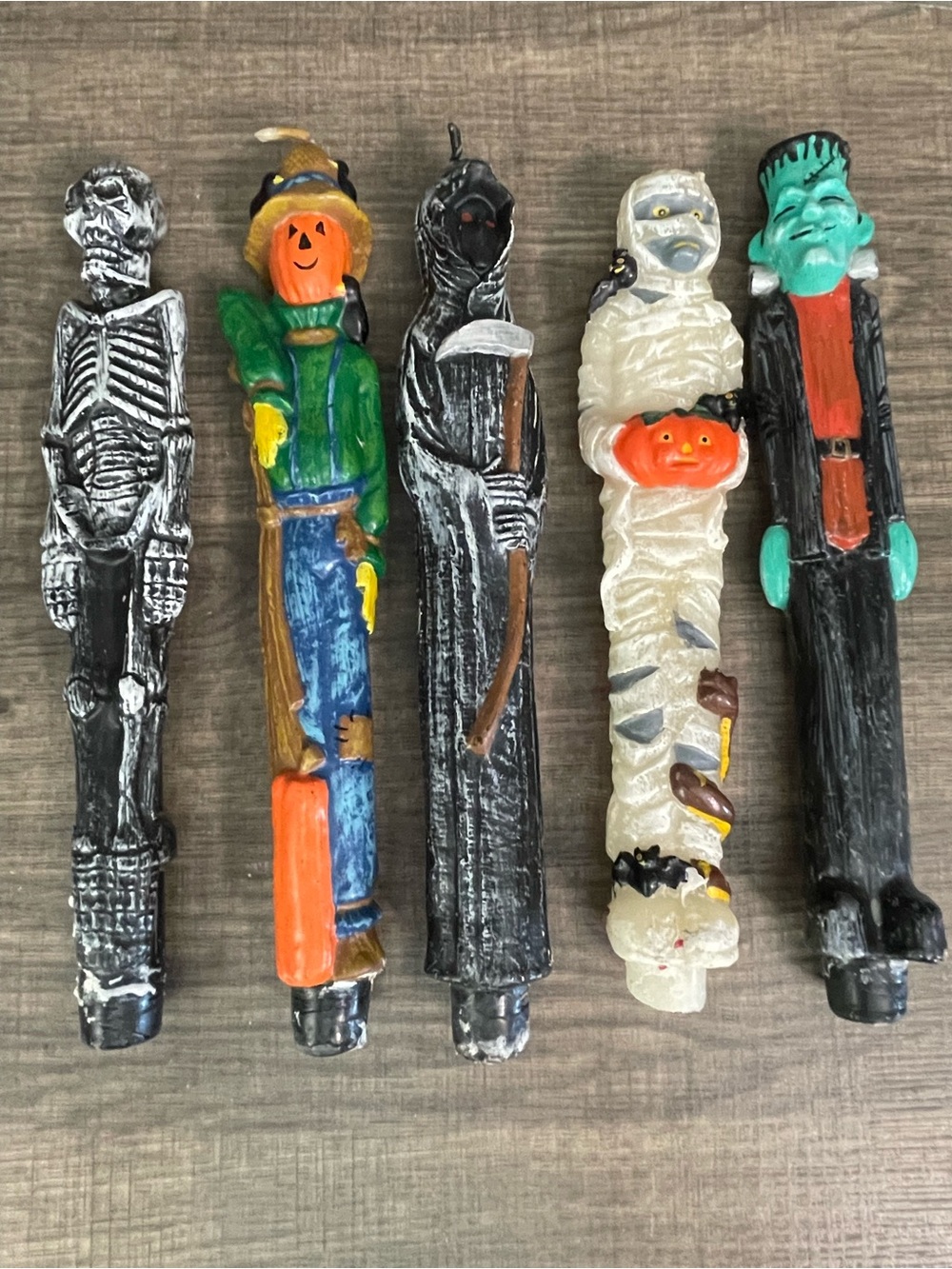 Lot of 5 Vintage Robert Alan Halloween Sculptured 10" Taper Candles